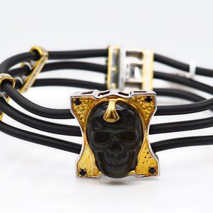 MICHAEL VALITUTTI GEMS EN VOGUE  BLACK SKULL THREE STRAND CABLE ROPE MEN'S BRACE